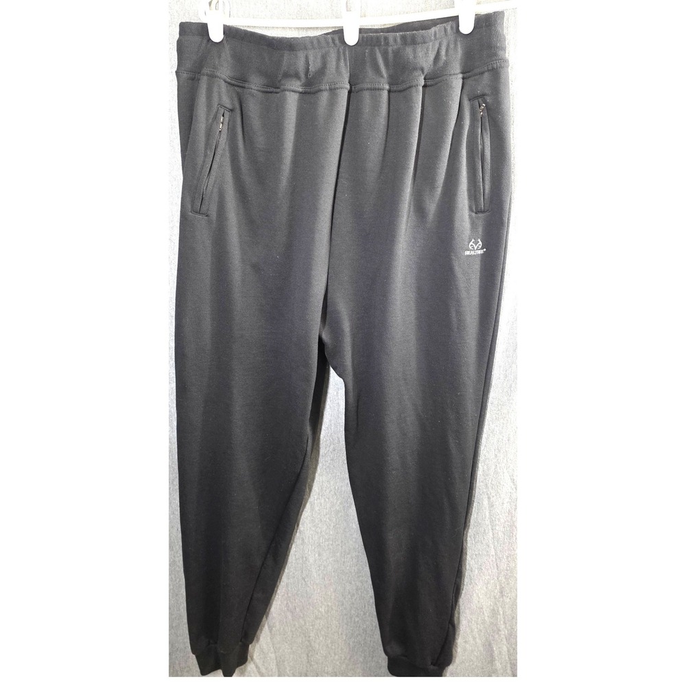 Realtree Jogger Big Mens PLus Size XX Large 2XL 2X Black Zipper Pockets Pockets
